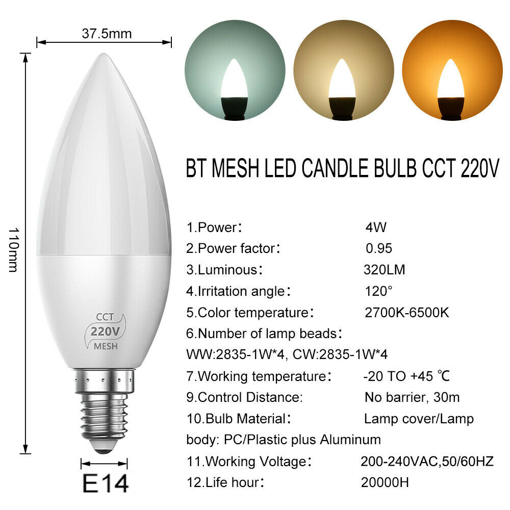 E12 E14 Bluetooth Smart LED Chandelier Candle Light Bulb for Home view 11