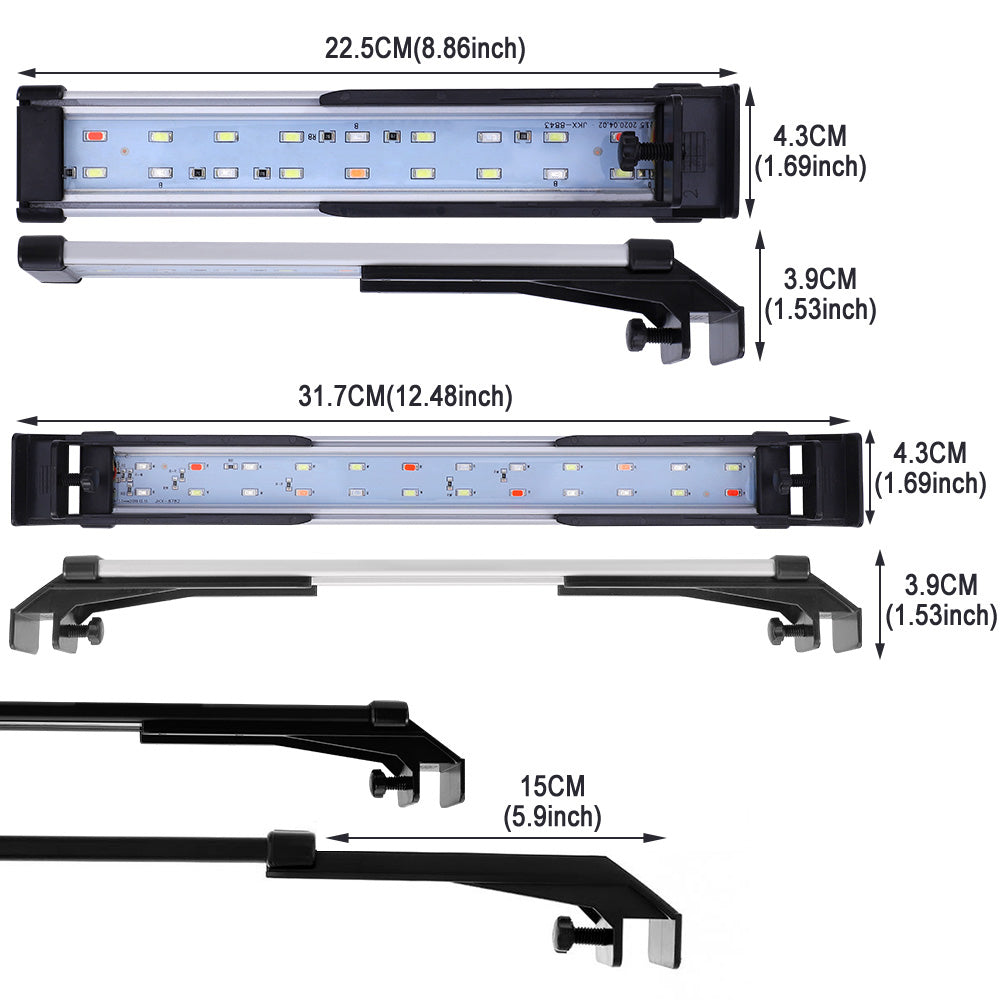 Double Row LED Fish Tank Plant Light with Adjustable Color Timer