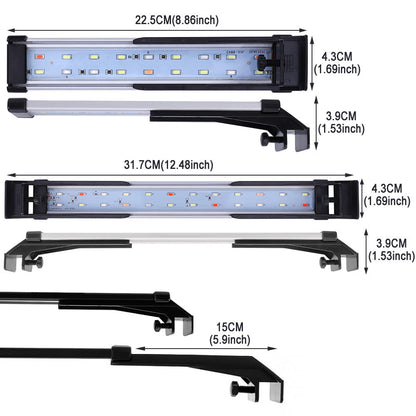 Double Row LED Fish Tank Plant Light with Adjustable Color Timer