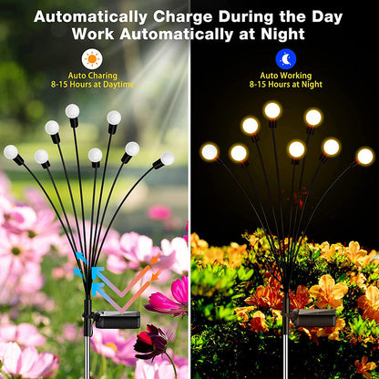 Solar Garden Lights 6 8 10 Bulbs 2 Pack for Lawn Yard and Patio view 3