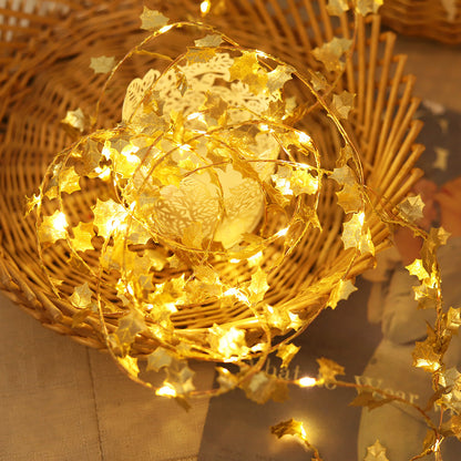 Gold Leaves String Lights 2M 6.5FT 20 LEDs for Bedroom and Party Decor view 3