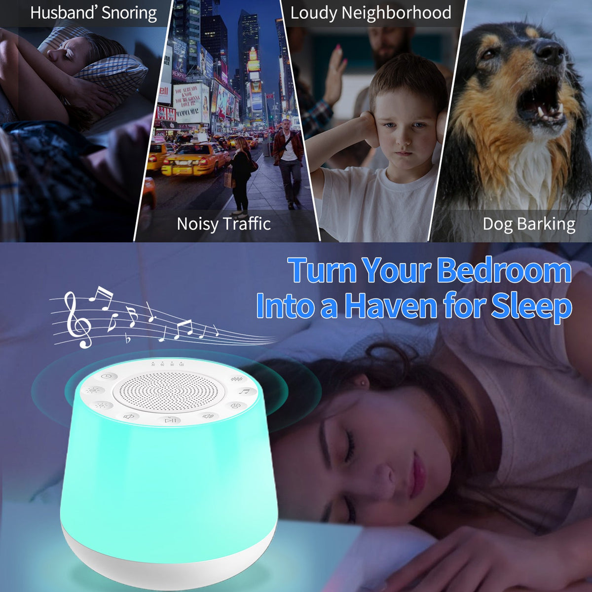 Multicolor Noise Machine with 32 Soothing Sounds Night Light view 4