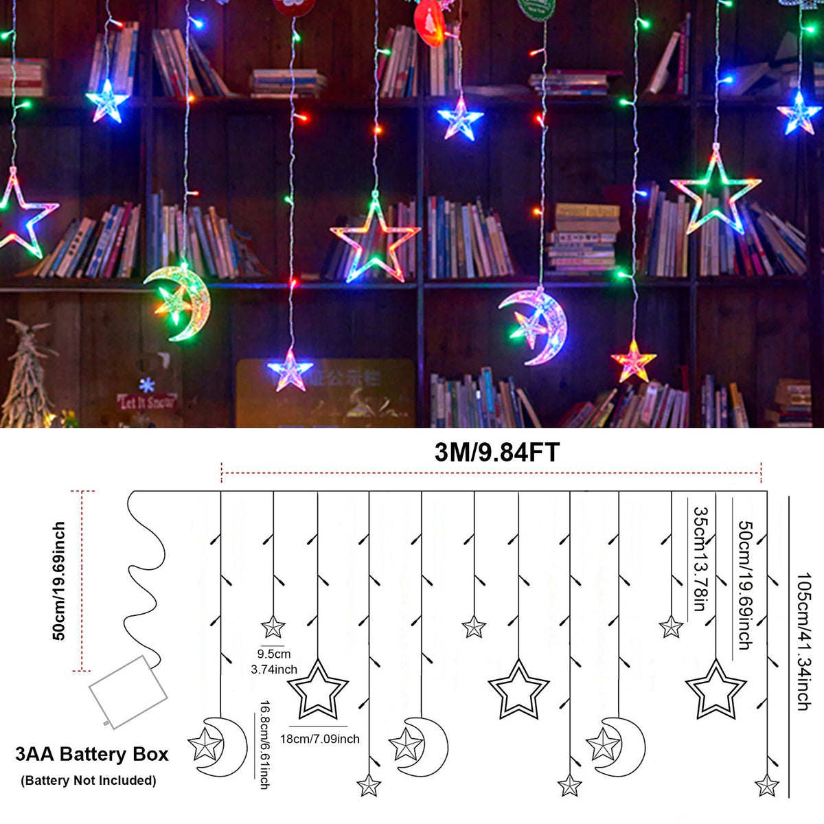 LED Curtain Icicle String Light 3M 126LEDs for Window and Party Decor view 10