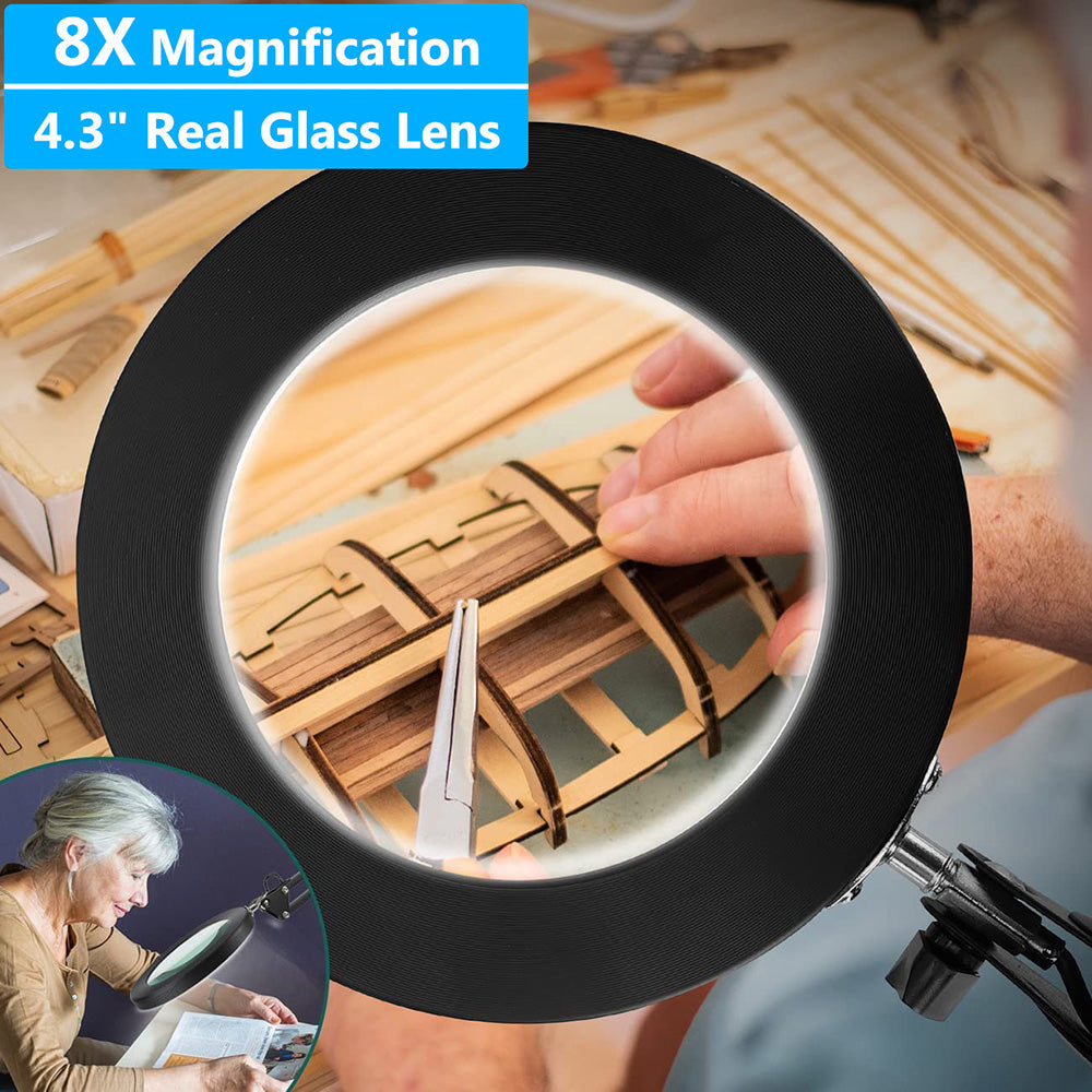 Magnifying Glass with Light and Stand 8 Diopter 2 in 1 Desk Lamp view 5