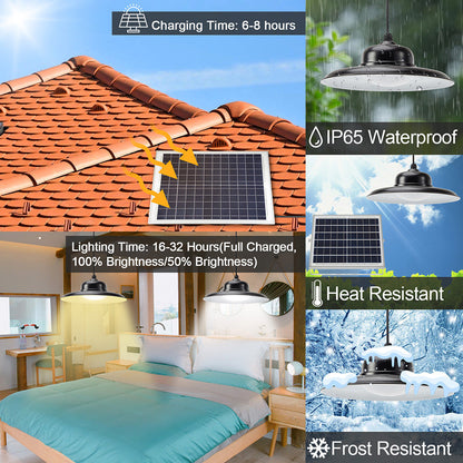 Remote Control Solar Pendant High Bay Light for Garden Yard and Patio view 3
