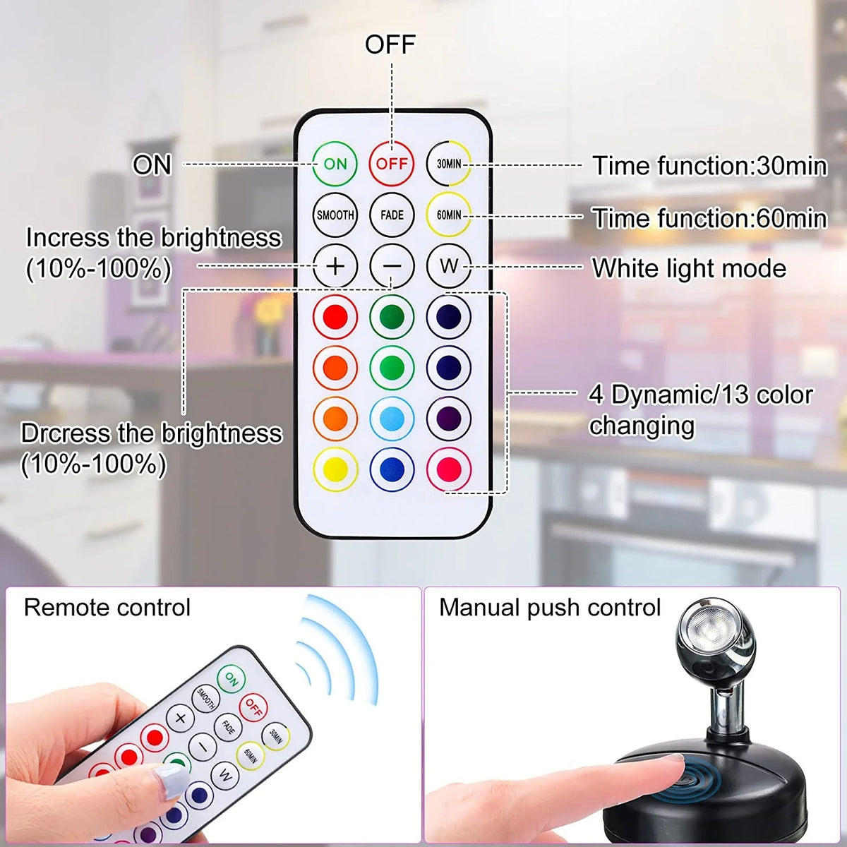 RGB Wireless Spotlight for Accent Lighting Shelves and Displays view 3