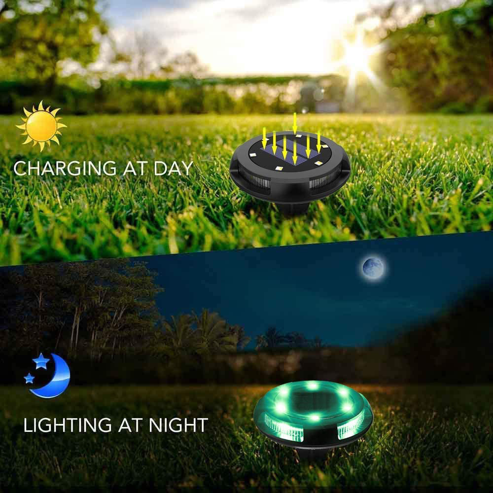 Outdoor Solar Garden 10 LED Disk Lights for Lawn Yard and Patio view 3