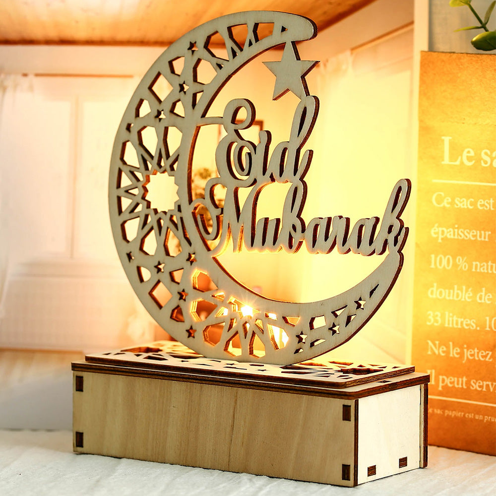Eid Wooden LED Moon Light for Holiday Home and Bedroom Decor view 3