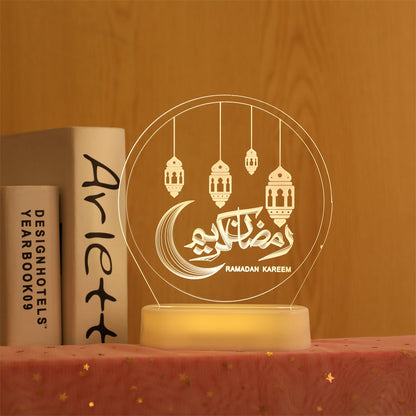 3D Illusion Ramadan Mubarak Night Light Lamp for Holiday Room Decor view 3
