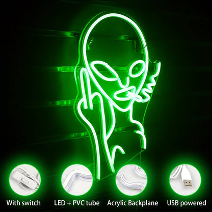 LED Green Alien Neon Signs for Bedroom Game Room and Wall Decor view 7