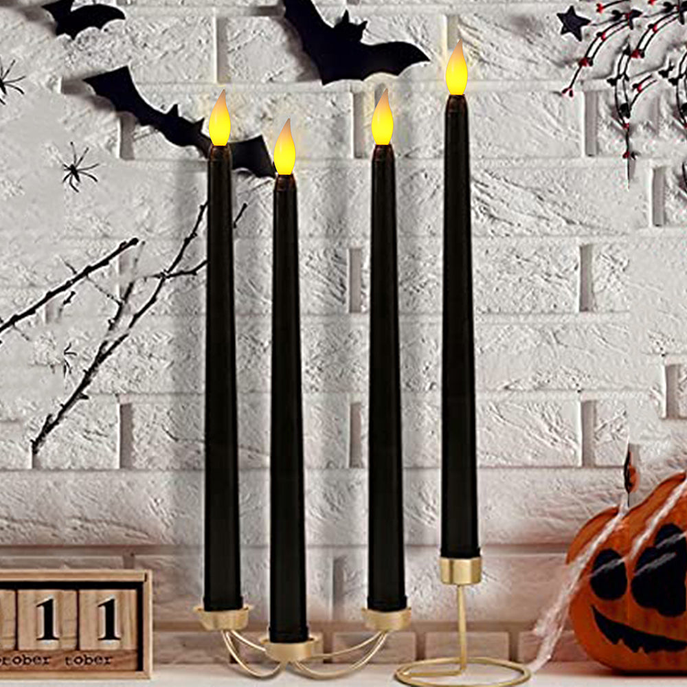 2Pack Black Flameless LED Taper Candles Lights for Home Decor view 3