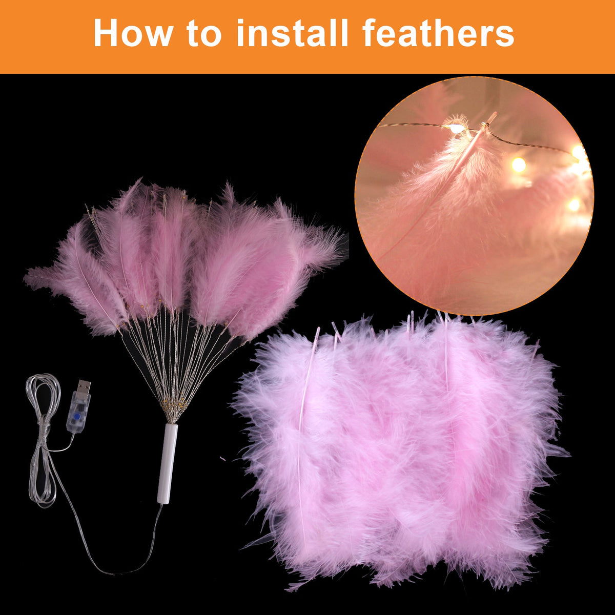 Feather Starburst String Lights for Bedroom Party and Wedding Decor view 3