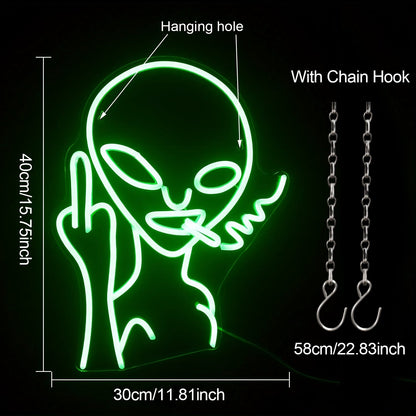 LED Green Alien Neon Signs for Bedroom Game Room and Wall Decor view 8
