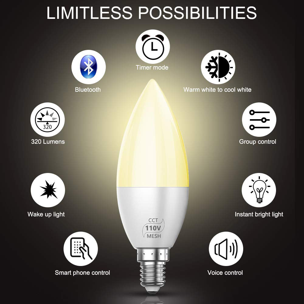 E12 E14 Bluetooth Smart LED Chandelier Candle Light Bulb for Home view 10