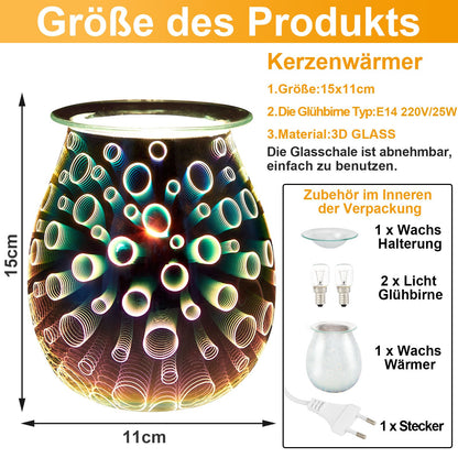 Electric Wax Melter Dimmable 3D Glass Circle Candle for Home Fragrance view 4