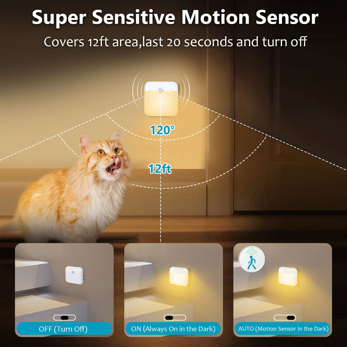 LED Motion Sensor Night Light Lamp for Bedroom Hallway and Bathroom view 5