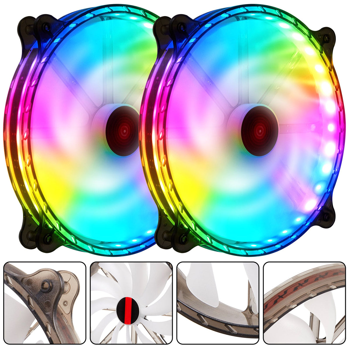 RGB Case Fans 200mm Ultra Quiet Chassis Cooling Fans for Gaming PC view 3