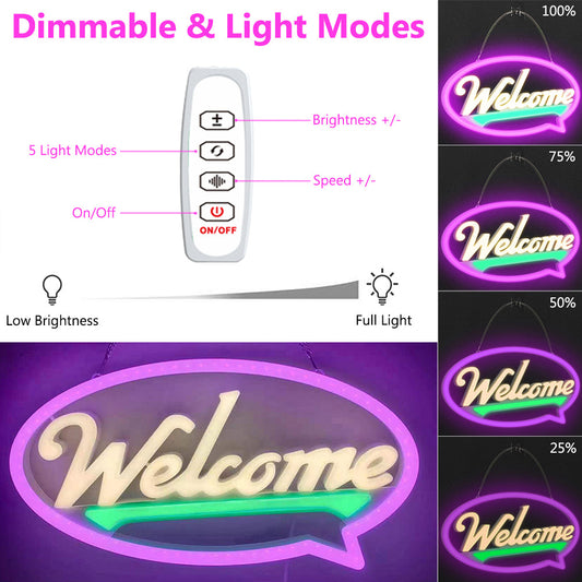 LED Welcome Neon Sign for Business Shop Door and Window Display