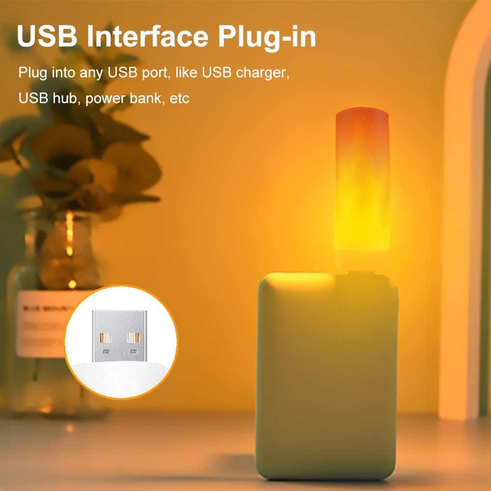 USB LED Flame Effect Light for Desk Bedroom and Home Room Decor