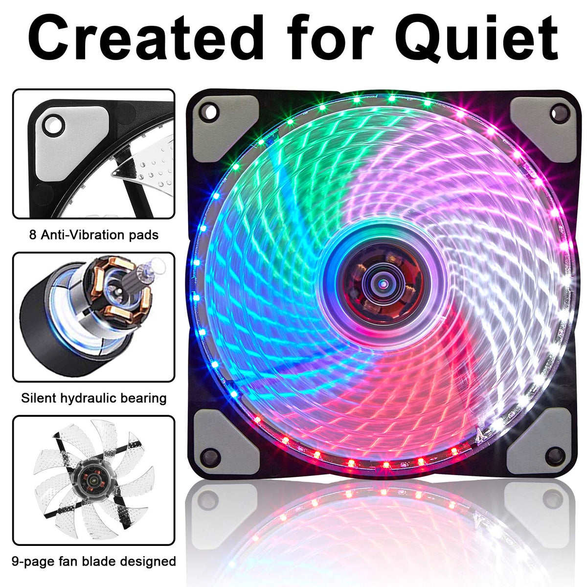 LED Computer Cooling Fan for Gaming PC Case Cooling and Lighting view 4