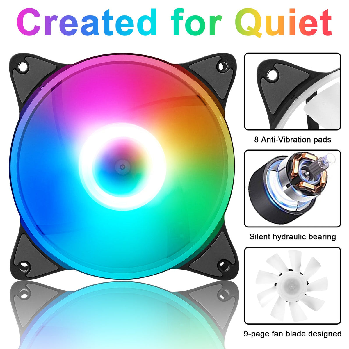 RGB Dreamcolor LED Computer Cooling Fan for Gaming PC Case Cooling view 4