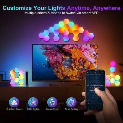 LED Smart Hexagon Lights Table and Wall Lights for Bedroom and Hallway view 4