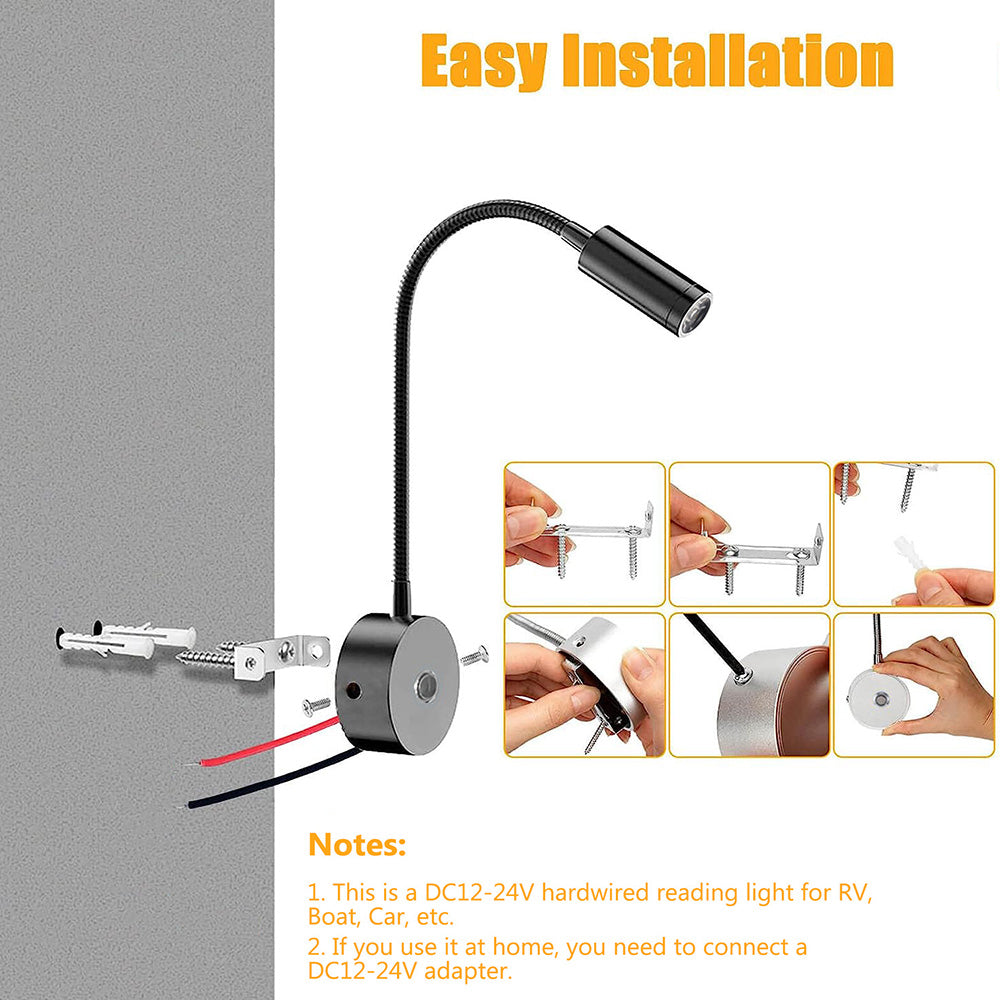 12 to 24V LED Spotlight Reading Light for Bed Desk and Travel view 4