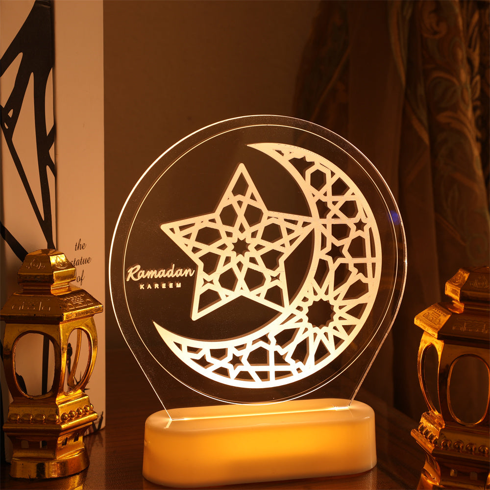 3D Illusion Ramadan Mubarak Night Light Lamp for Holiday Room Decor view 4
