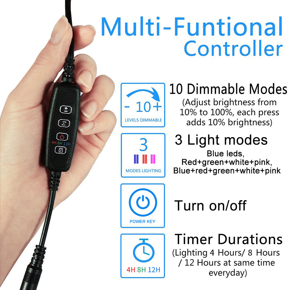 Double Row LED Fish Tank Plant Light with Adjustable Color Timer view 3