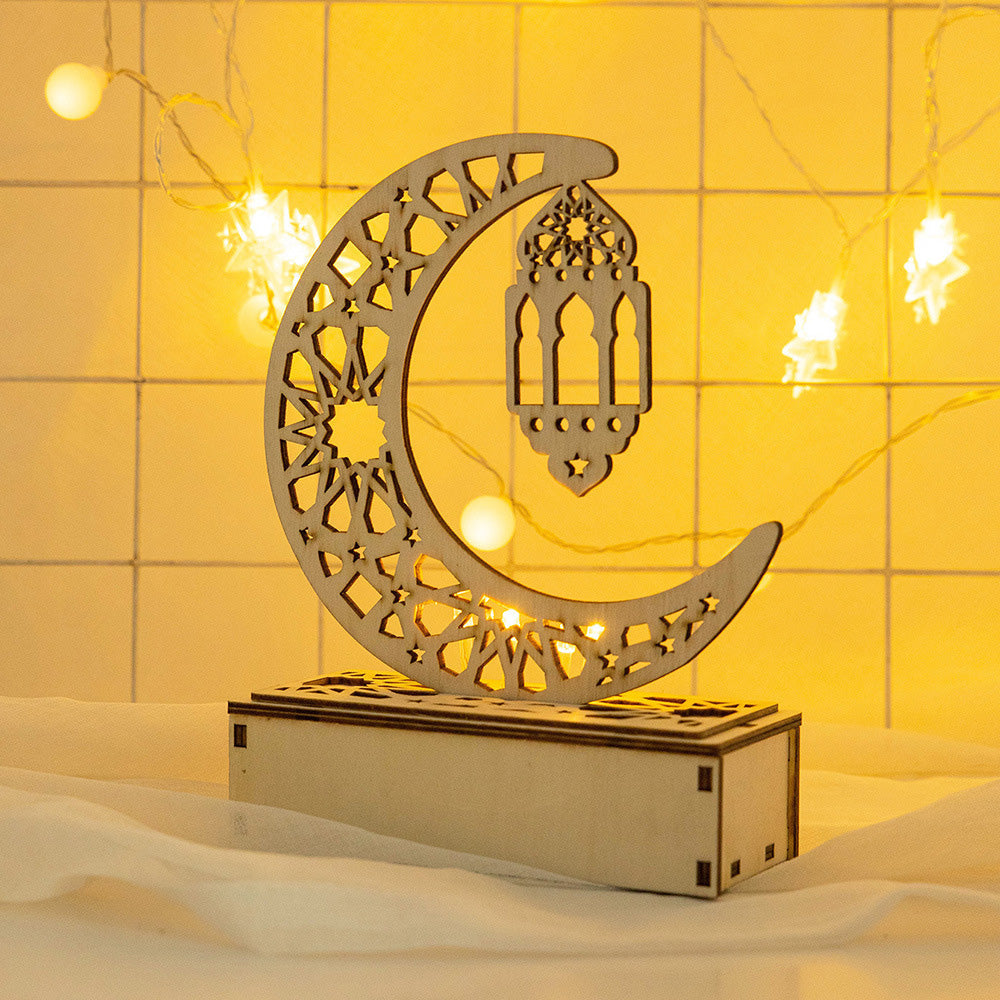 Eid Wooden LED Moon Light for Holiday Home and Bedroom Decor view 4
