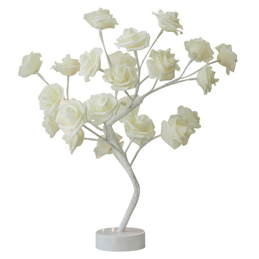 DIY Artificial Rose Flower Tree Lamp for Table and Home Decor Display