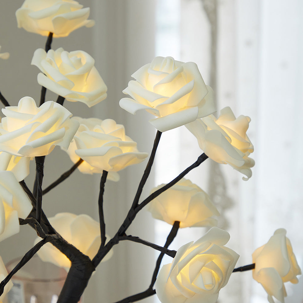 DIY Artificial Rose Flower Tree Lamp for Table and Home Decor Display view 8