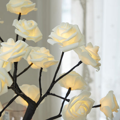 DIY Artificial Rose Flower Tree Lamp for Table and Home Decor Display view 8