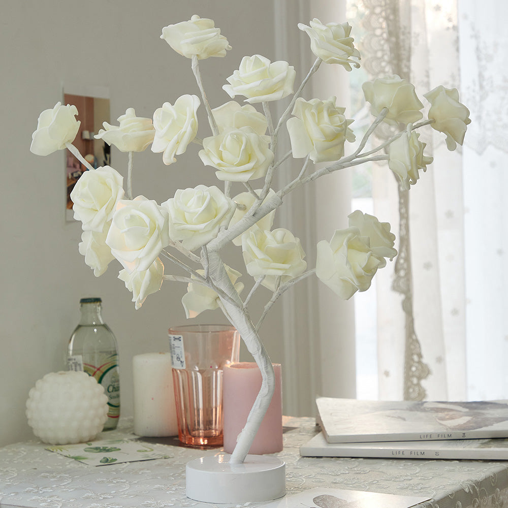 DIY Artificial Rose Flower Tree Lamp for Table and Home Decor Display view 9