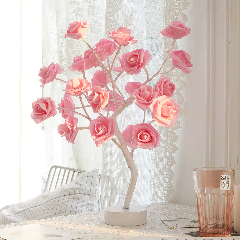 DIY Artificial Rose Flower Tree Lamp for Table and Home Decor Display view 10