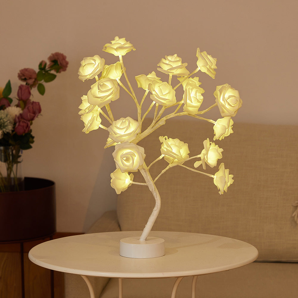 DIY Artificial Rose Flower Tree Lamp for Table and Home Decor Display view 12