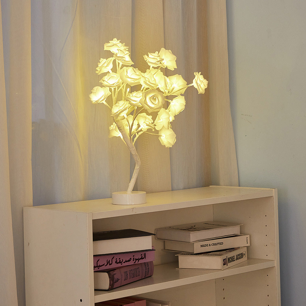 DIY Artificial Rose Flower Tree Lamp for Table and Home Decor Display view 13