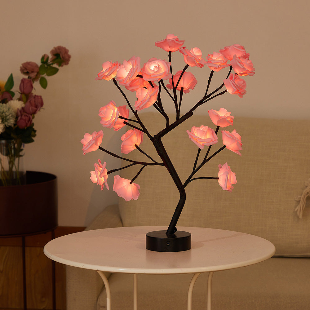 DIY Artificial Rose Flower Tree Lamp for Table and Home Decor Display view 15