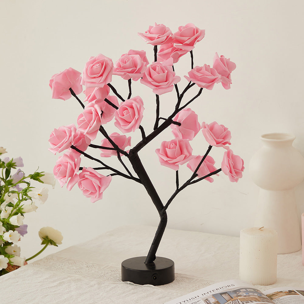 DIY Artificial Rose Flower Tree Lamp for Table and Home Decor Display view 16