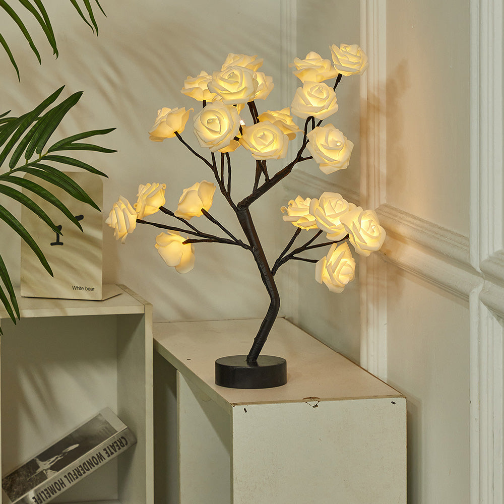 DIY Artificial Rose Flower Tree Lamp for Table and Home Decor Display view 17