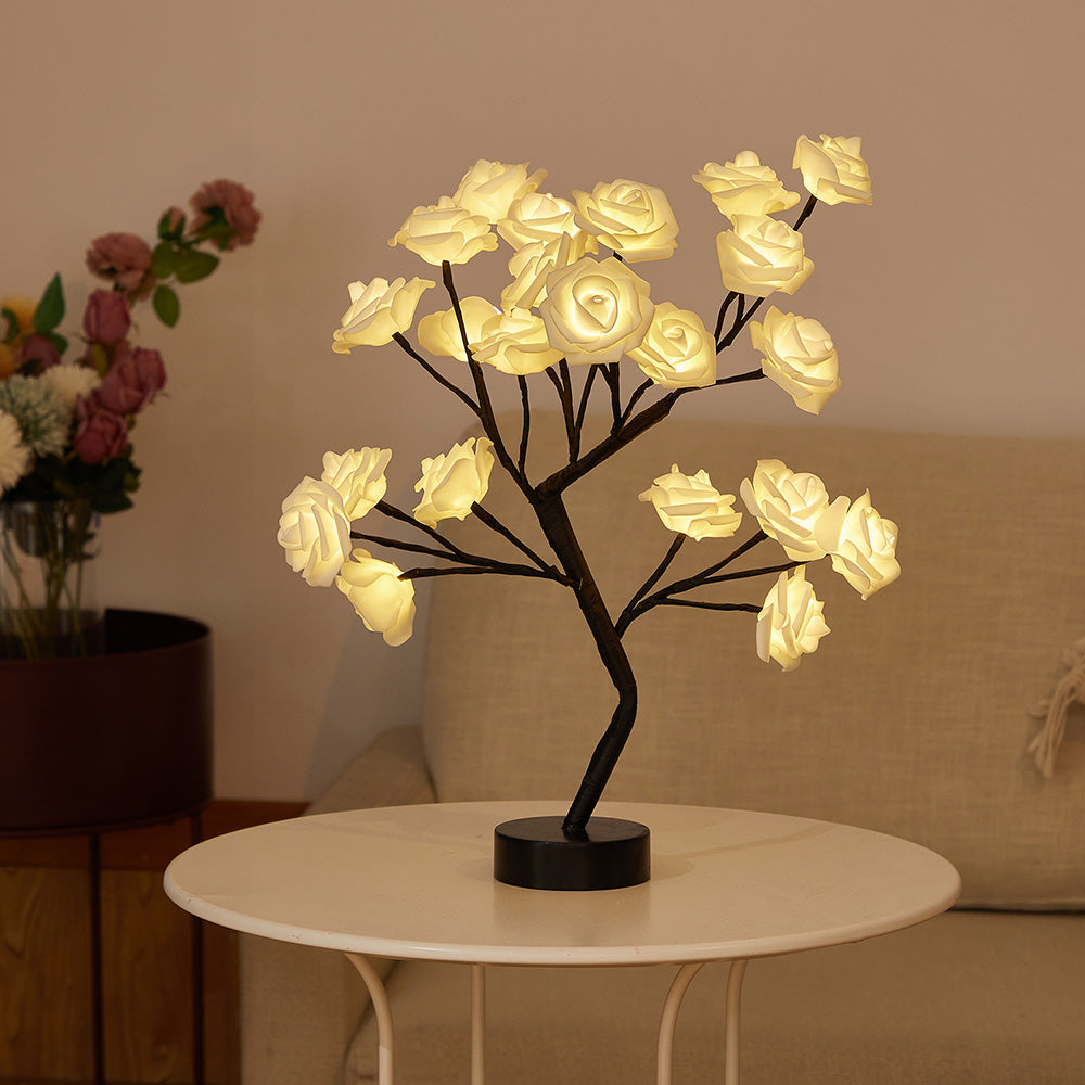 DIY Artificial Rose Flower Tree Lamp for Table and Home Decor Display view 18