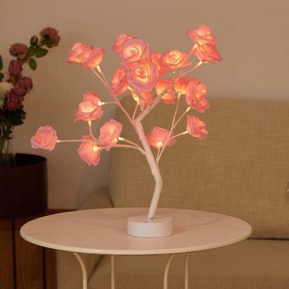 DIY Artificial Rose Flower Tree Lamp for Table and Home Decor Display view 19