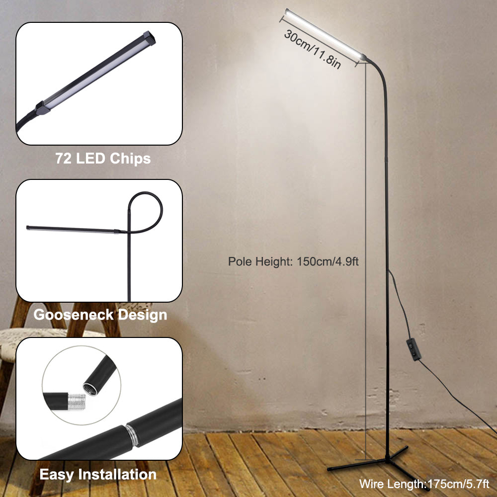 8W Dimmable LED Floor Lamp Adjustable Gooseneck Clip on Light view 7