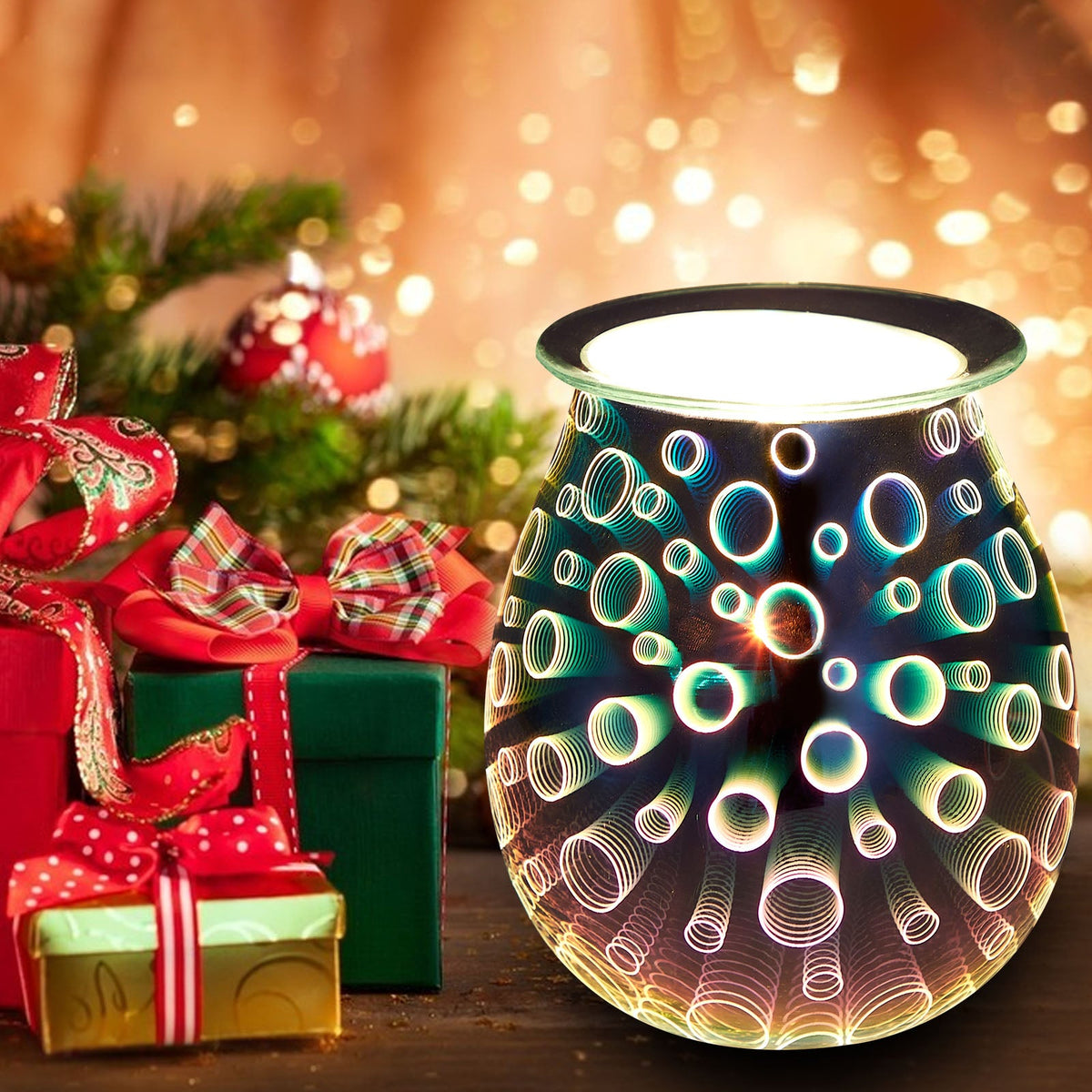 Electric Wax Melter Dimmable 3D Glass Circle Candle for Home Fragrance view 6