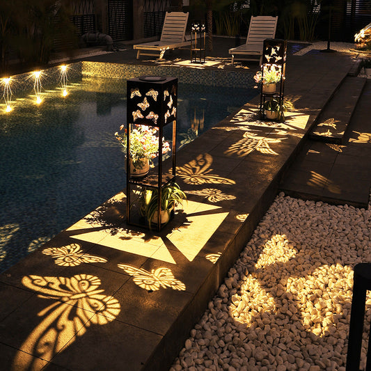 Solar Power Double deck Flower Lamps for Garden Yard and Patio