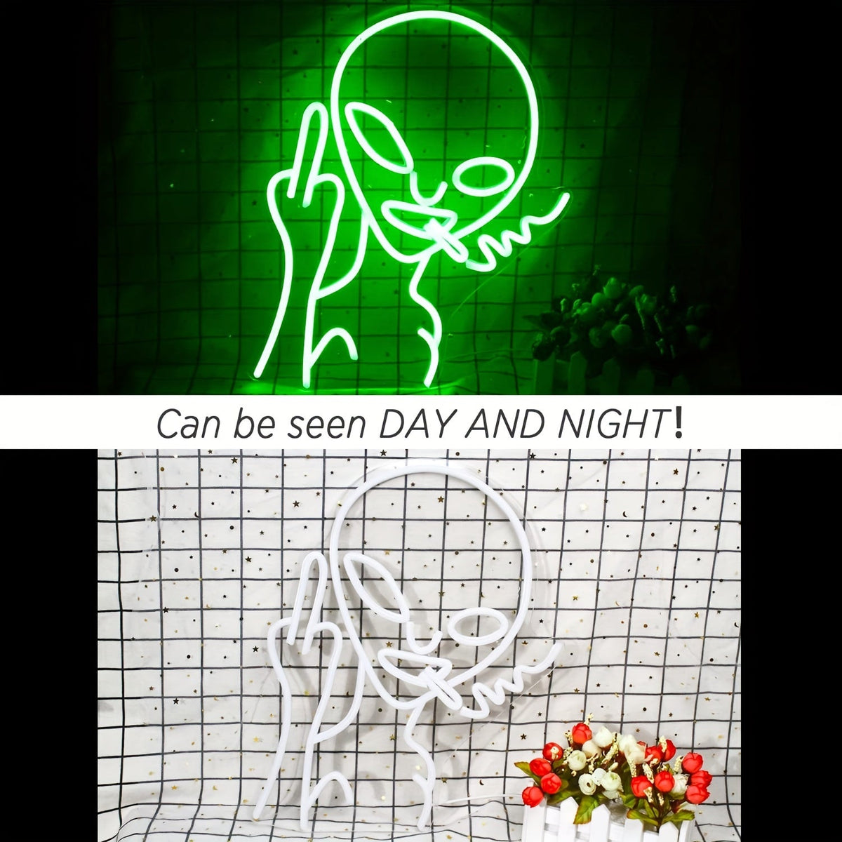 LED Green Alien Neon Signs for Bedroom Game Room and Wall Decor view 9