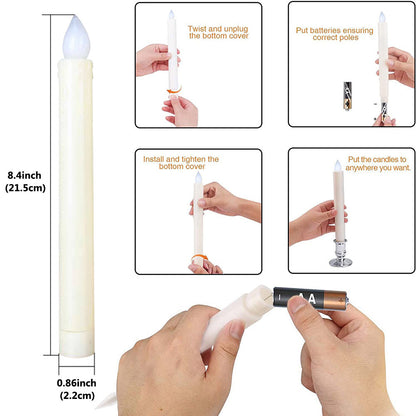 LED Taper Flickering Flameless Candles for Home Table and Party Decor view 13