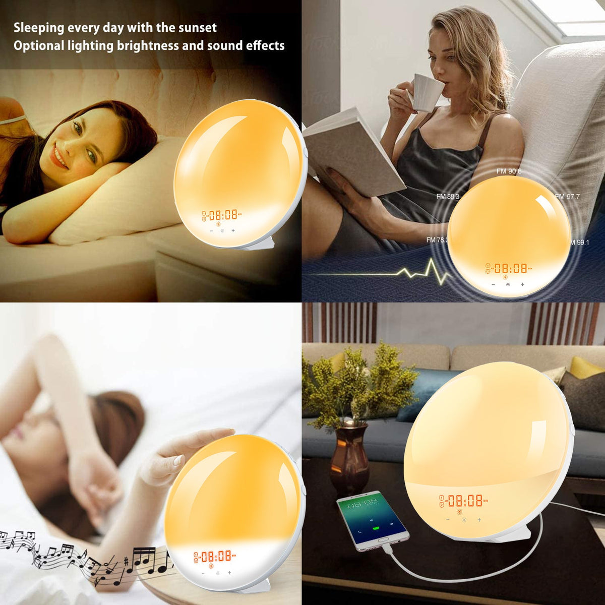Sunrise Alarm Clock Wake up Light for Bedroom and Nightstand view 6