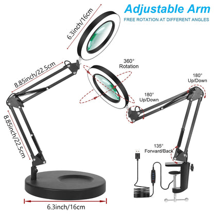 Magnifying Glass with Light and Stand 8 Diopter 2 in 1 Desk Lamp view 7