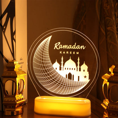 3D Illusion Ramadan Mubarak Night Light Lamp for Holiday Room Decor view 5